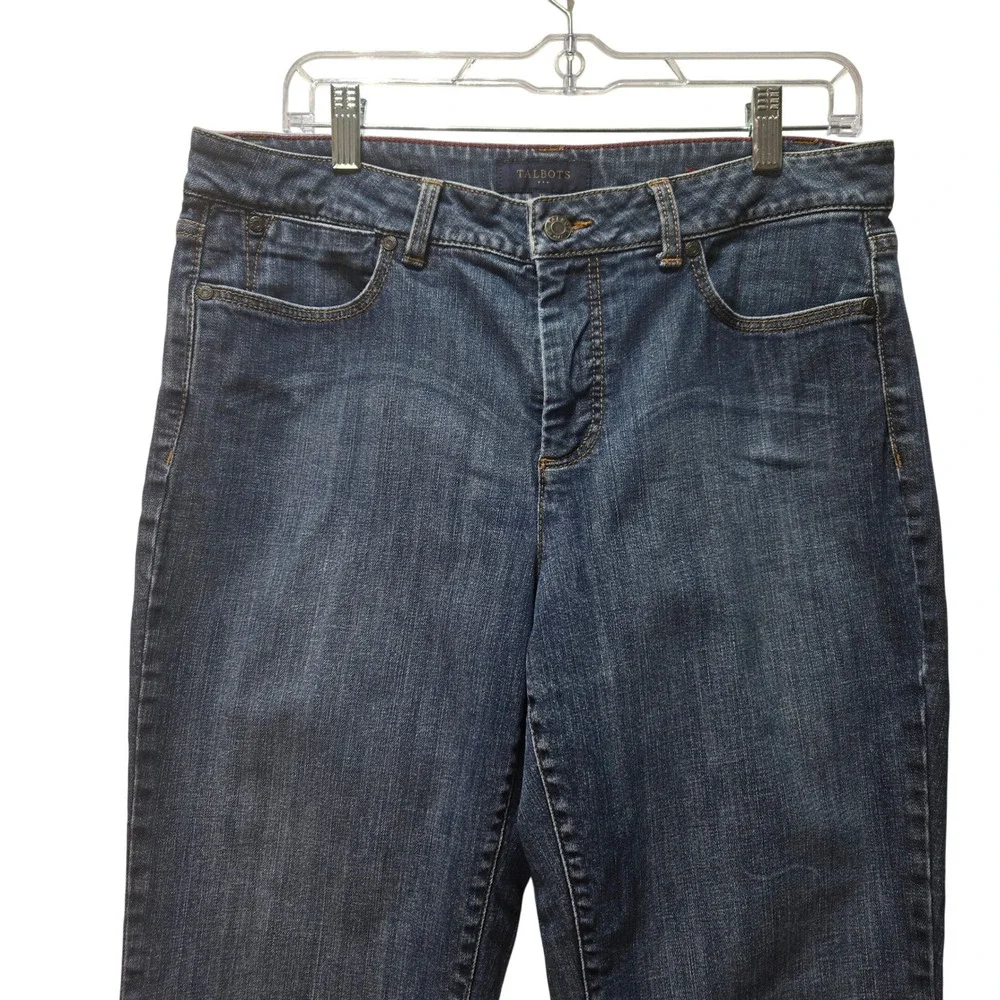 Talbots Size 12 Front distressed Curvy Fit Cropped Straight Stretch Denim 1134